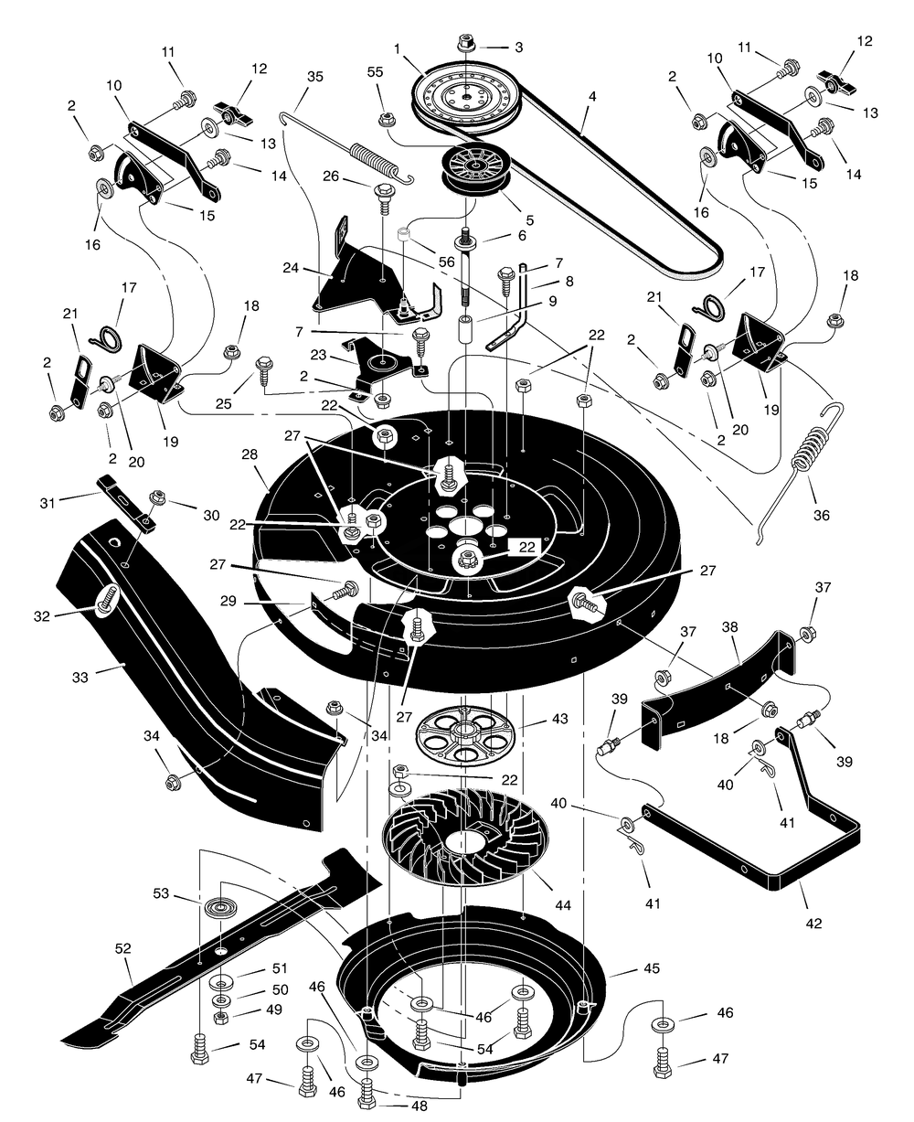 Mower Housing Diagram and Parts List for 312004X68A 2004 Briggs and Stratton Lawn Tractor